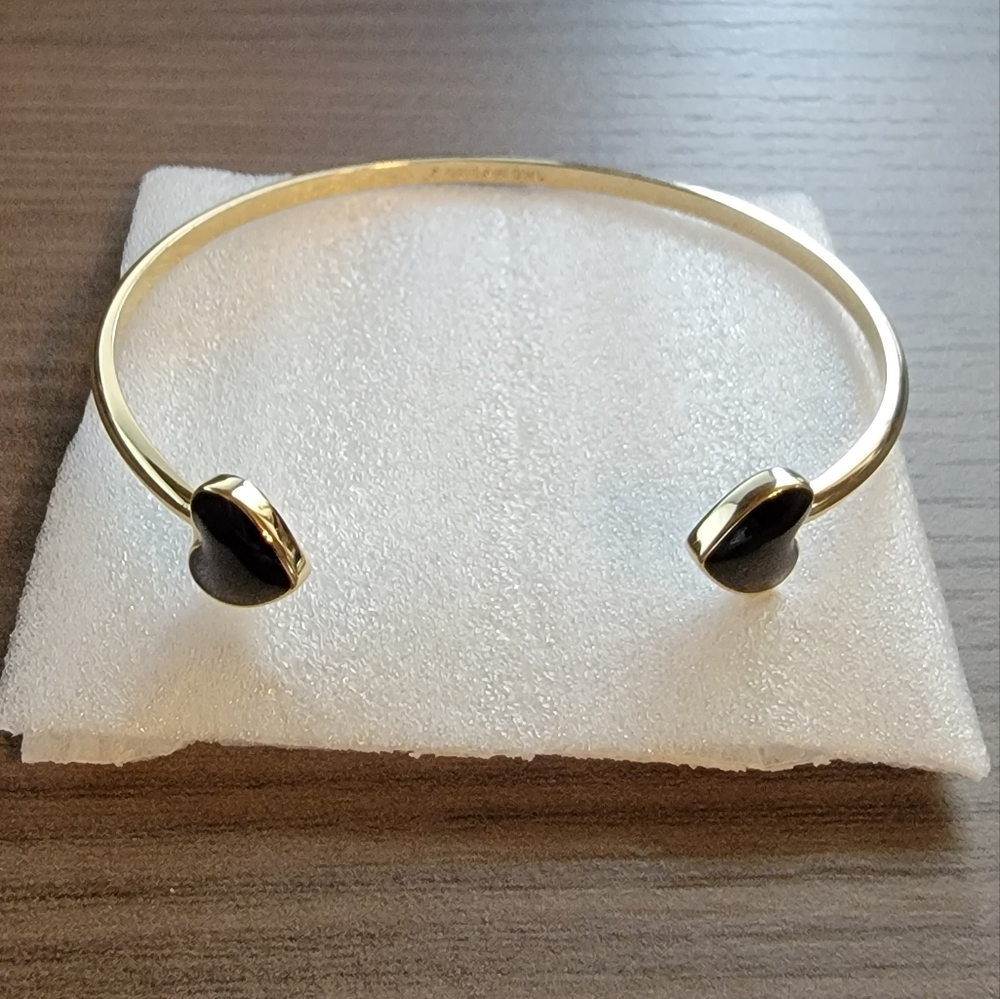 Origami Owl Black Enamel Hearts Bangle Bracelet